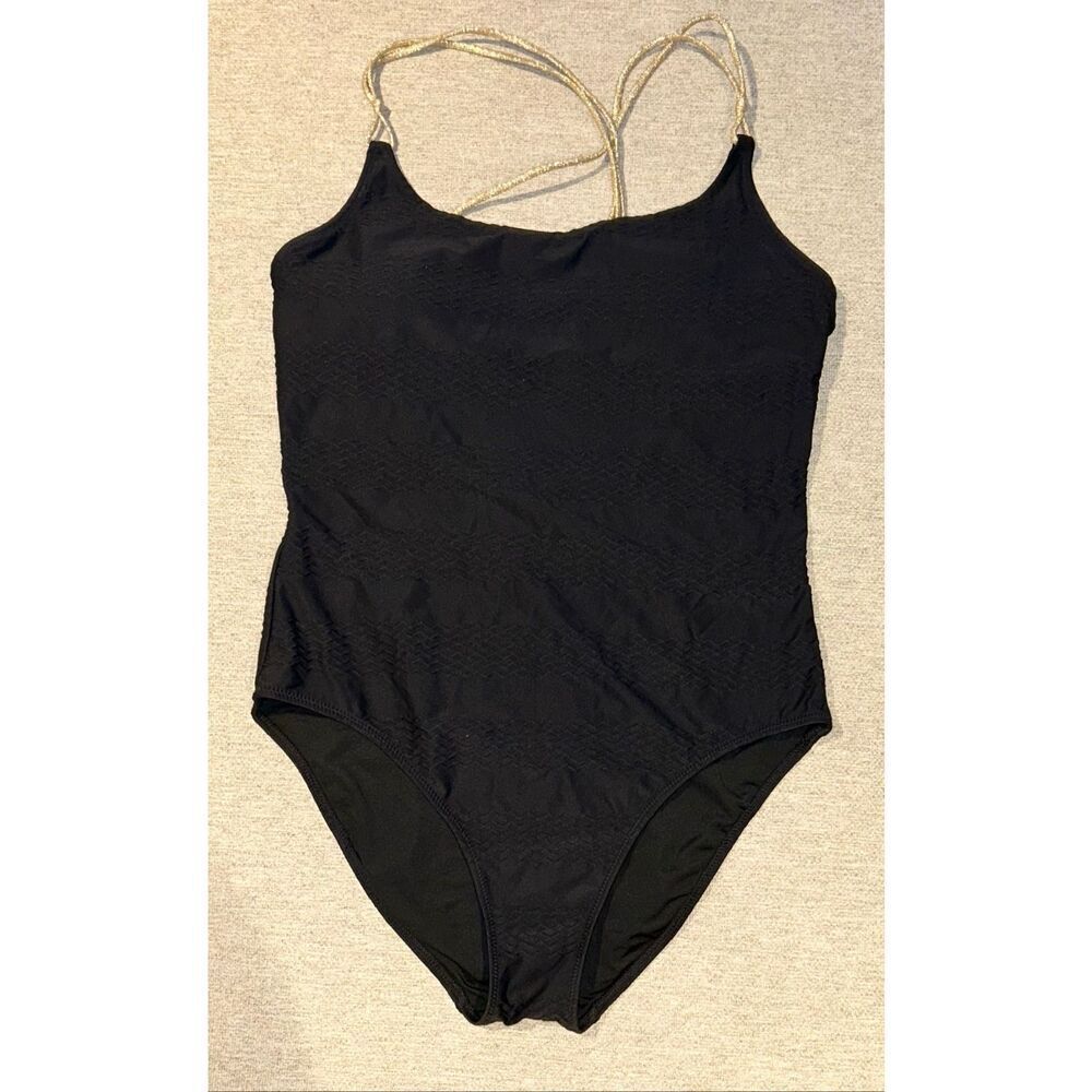 Aerie black one piece full coverage bathing suit size medium